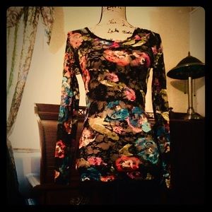 Decoded Sheer Painted Lace Art Top! LIKE NEW!